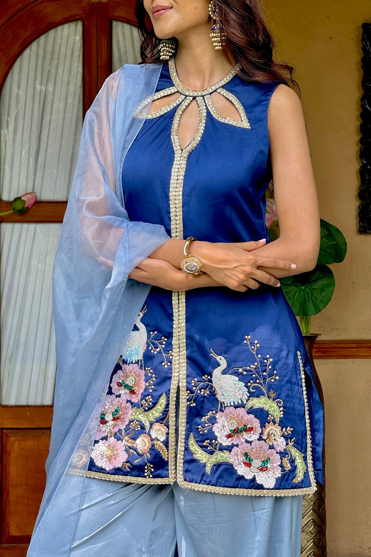 Gulzaar Blue Suit with Dupatta